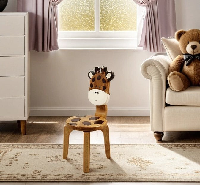 Kids Animal Chair Giraffe Design – Handmade Solid Hardwood
