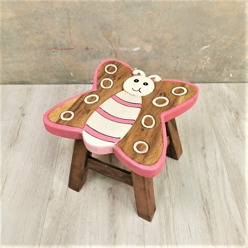 Premium Kids Wooden Butterfly Stool – Handmade Solid Wood Toilet Training and Step Stool