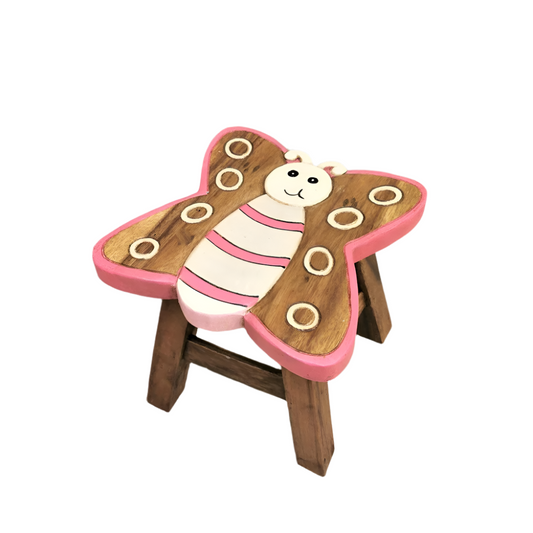 Premium Kids Wooden Butterfly Stool – Handmade Solid Wood Toilet Training and Step Stool