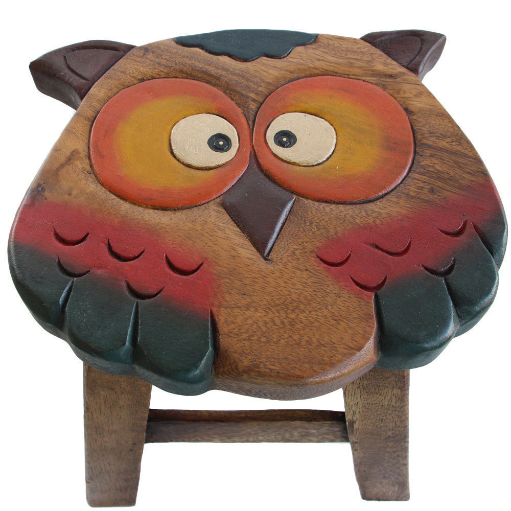 Premium Kids Wooden Owl Stool – Handmade Solid Wood Toilet Training and Step Stool