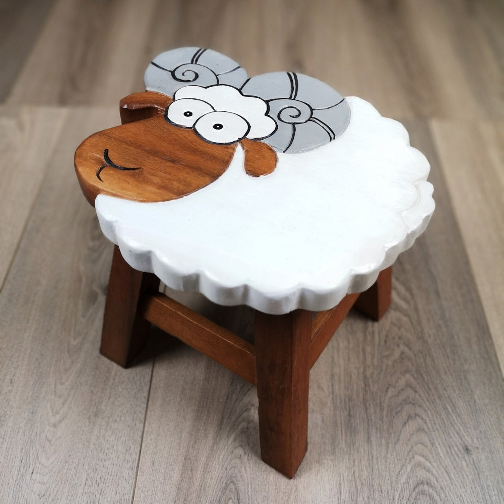 Premium Kids Wooden Ram Stool – Handmade Solid Wood Toilet Training and Step Stool