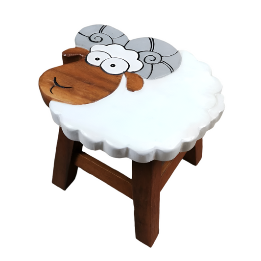 Premium Kids Wooden Ram Stool – Handmade Solid Wood Toilet Training and Step Stool