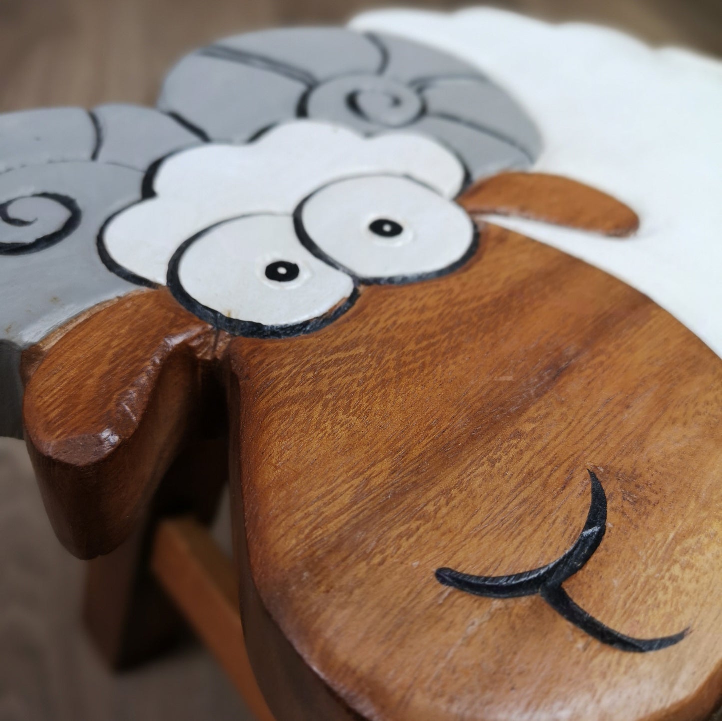 Premium Kids Wooden Ram Stool – Handmade Solid Wood Toilet Training and Step Stool