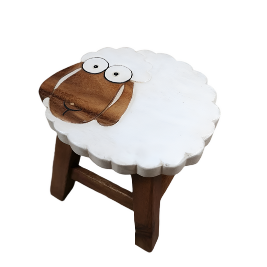 Premium Kids Wooden Sheep Stool – Handmade Solid Wood Toilet Training and Step Stool