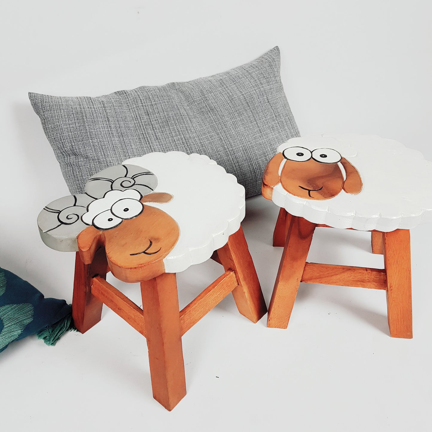Premium Kids Wooden Sheep Stool – Handmade Solid Wood Toilet Training and Step Stool