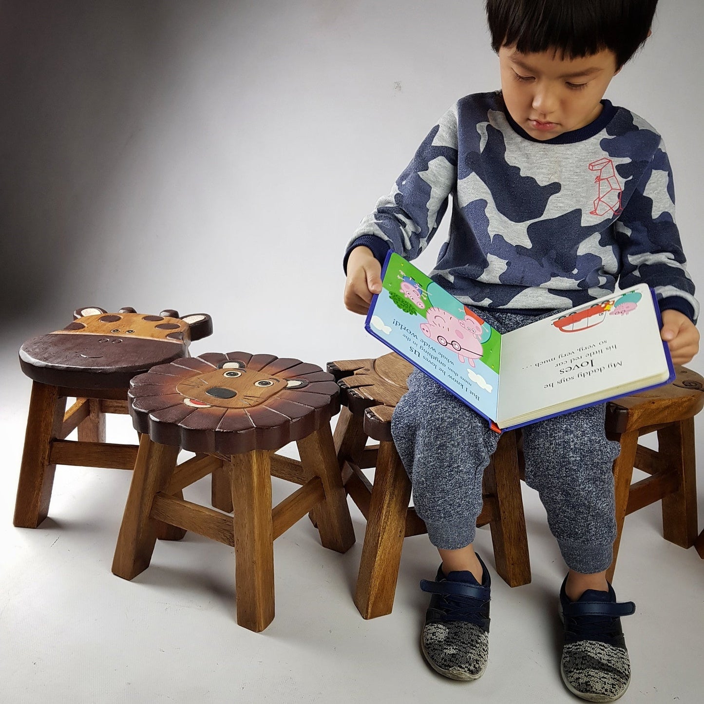 Premium Kids Wooden Cat Stool – Handmade Solid Wood Toilet Training and Step Stool