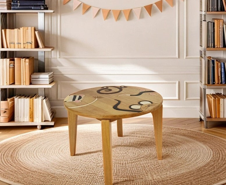 Kids Wooden Table – Animal Tails Design - Handmade Solid Hardwood