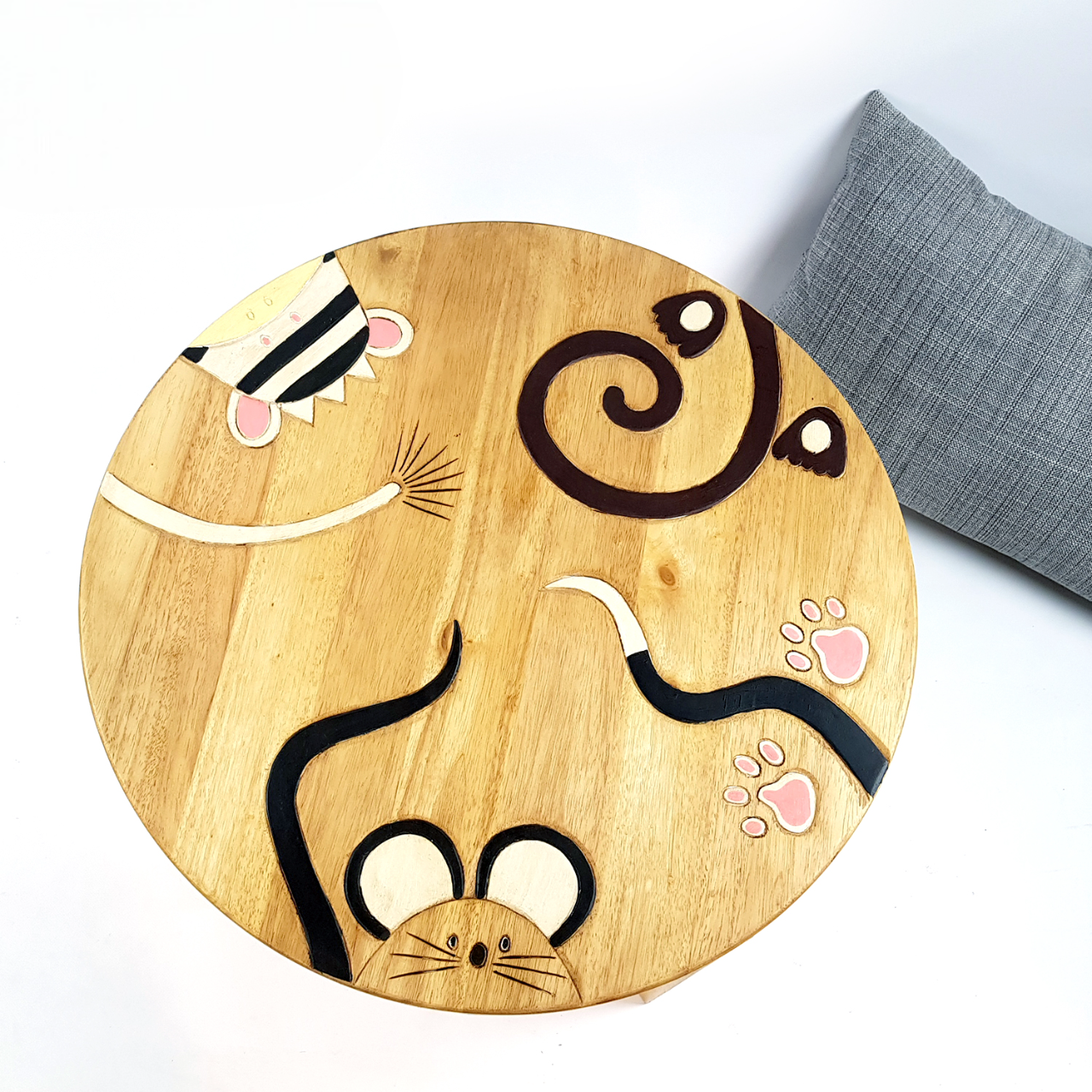 Kids Wooden Table – Animal Tails Design - Handmade Solid Hardwood