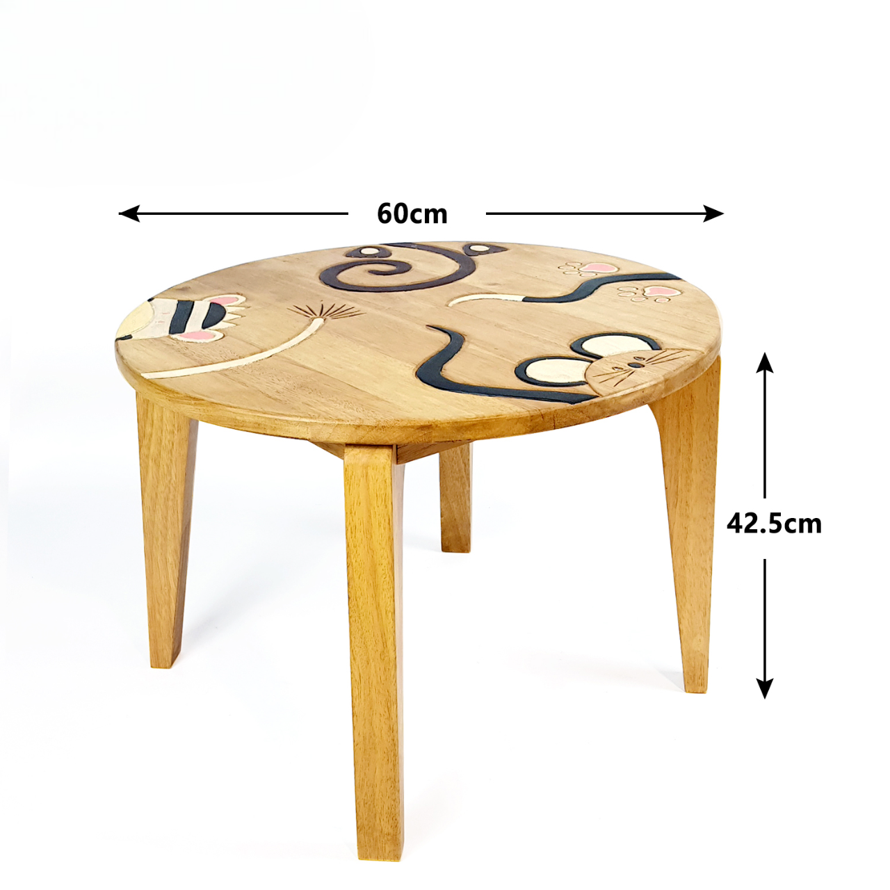 Kids Wooden Table – Animal Tails Design - Handmade Solid Hardwood