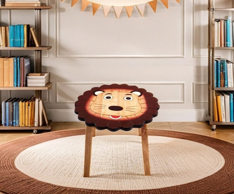 Kids Wooden Table – Lion Design - Handmade Solid Hardwood