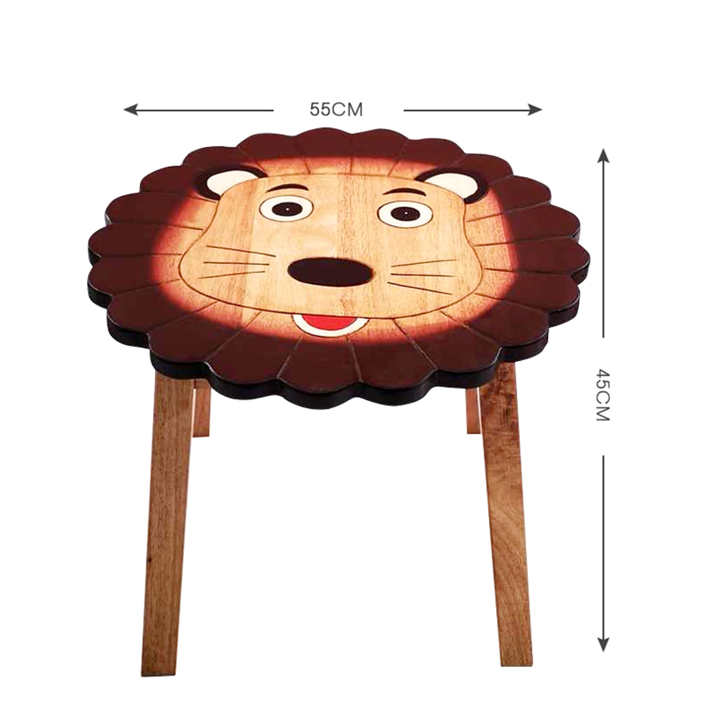 Kids Wooden Table – Lion Design - Handmade Solid Hardwood