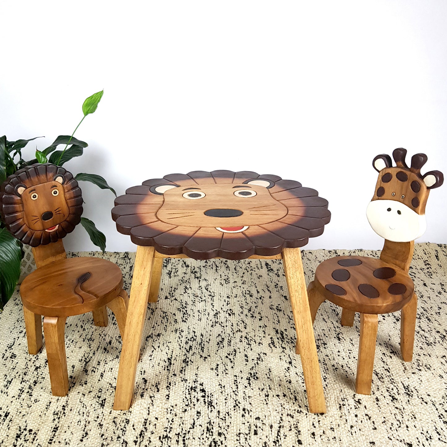 Kids Wooden Table – Lion Design - Handmade Solid Hardwood