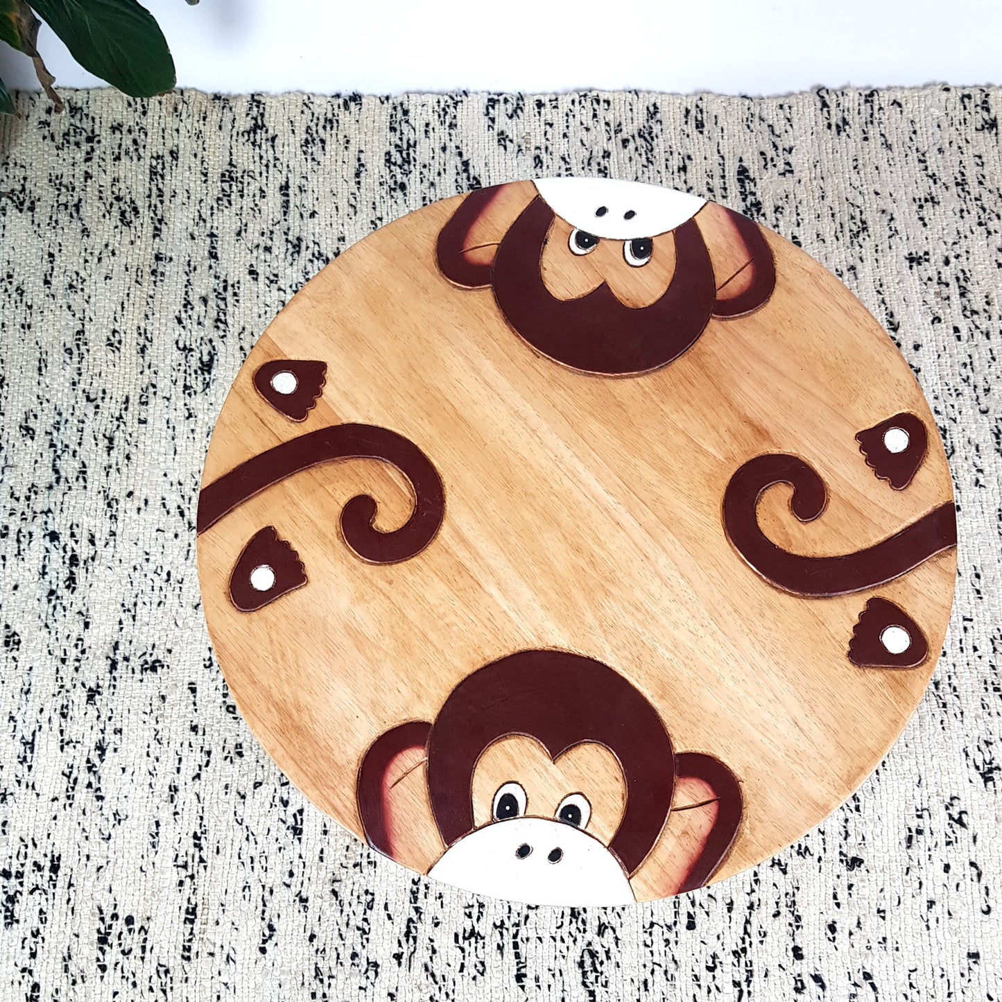 Kids Wooden Table – Monkey Design - Handmade Solid Hardwood
