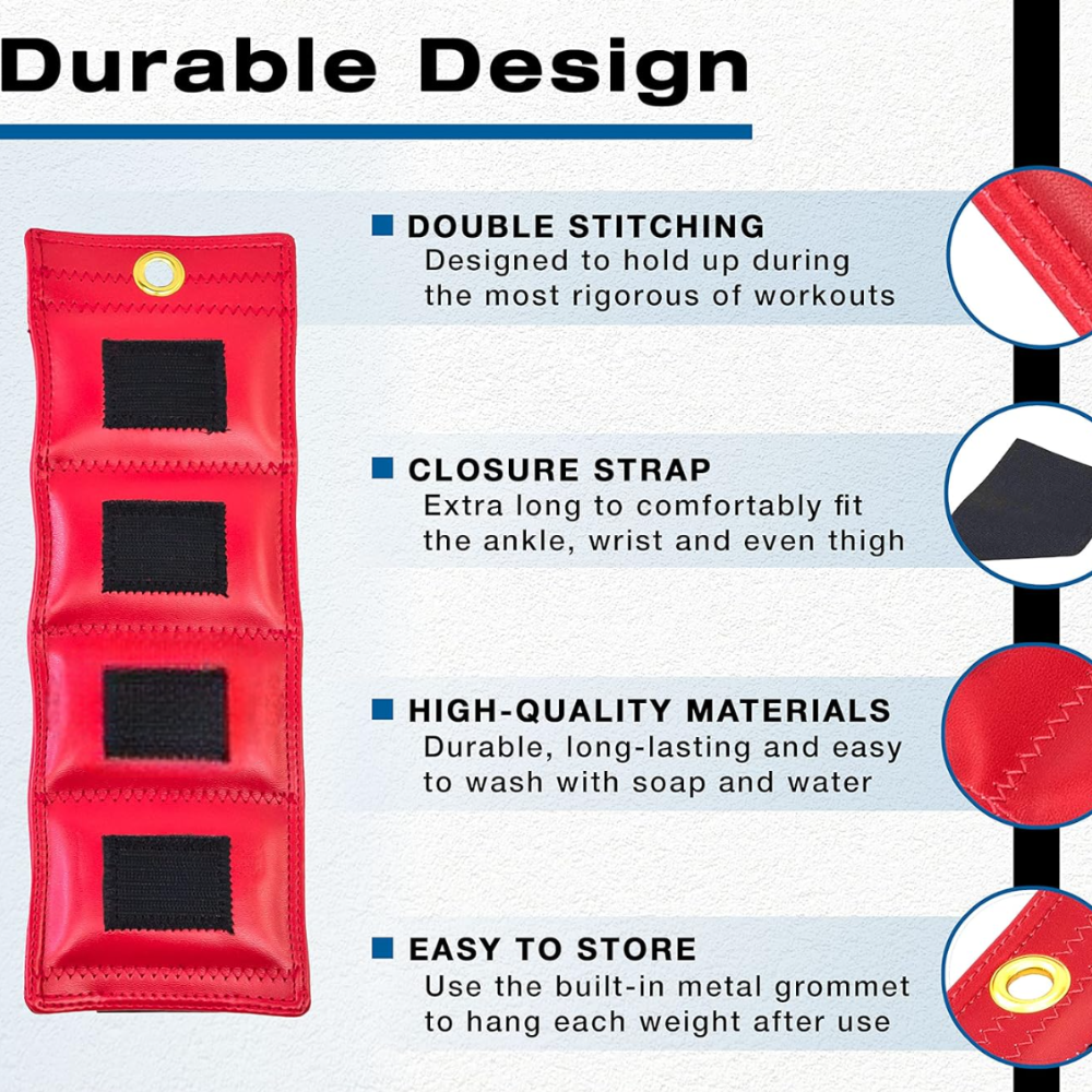 Vinyl Cuff Weights Set (0.5kg to 5kg) – Customisable Fitness Weights for Home Exercise & Workouts