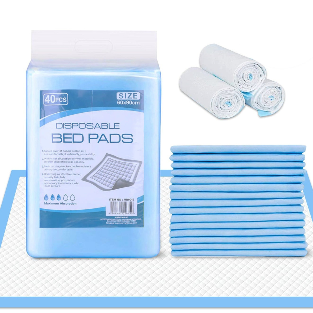 Incontinence Bed Pads (Blueys) Underpads 60x90cm – Super Absorbent Blue – 40 Pack