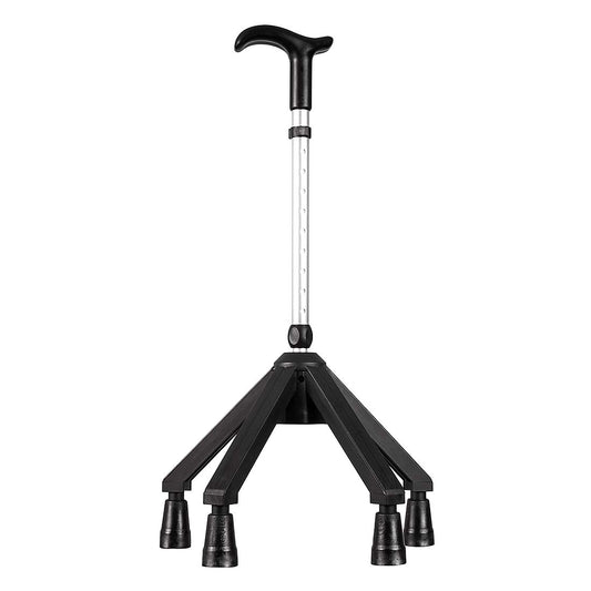 Quad Cane - Stable 4-Point Walking Stick with Adjustable Height for Enhanced Mobility