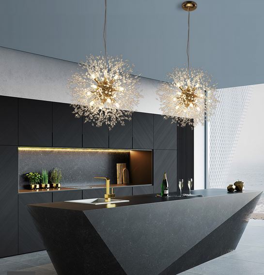 60cm rose gold Firefly chandelier pendant with 16 warm-light LED bulbs