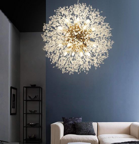 60cm rose gold Firefly chandelier pendant with 16 warm-light LED bulbs