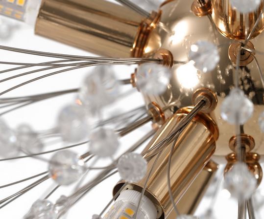 60cm rose gold Firefly chandelier pendant with 16 warm-light LED bulbs