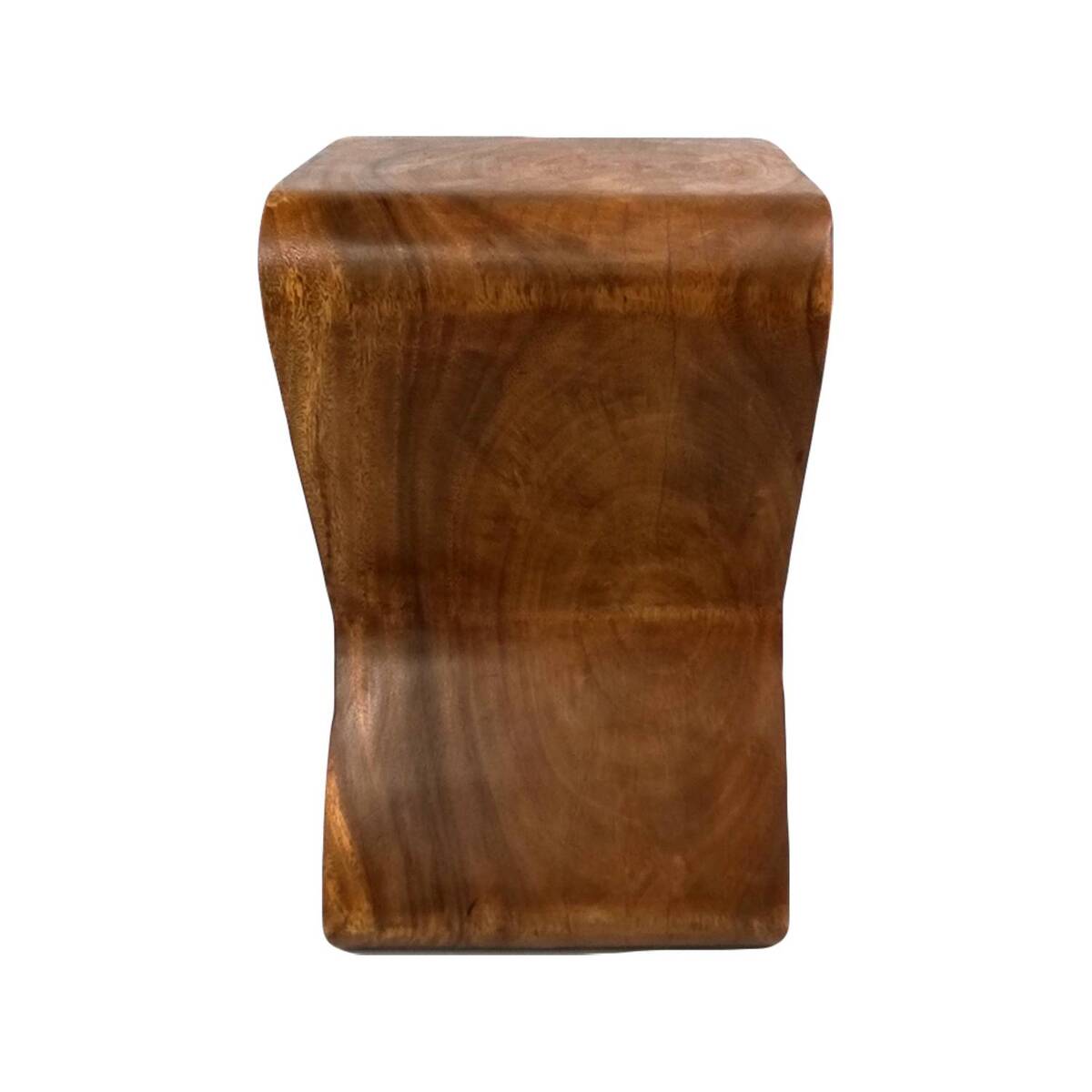 B-shape solid Raintree wood side table and plant stand with natural finish