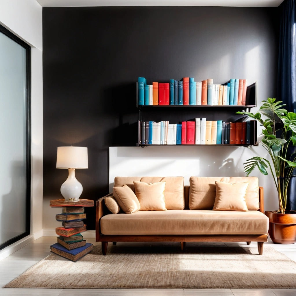 Solid Hardwood Book Stack Side Table – Rustic Timber Plant Stand / Corner Stool Handmade