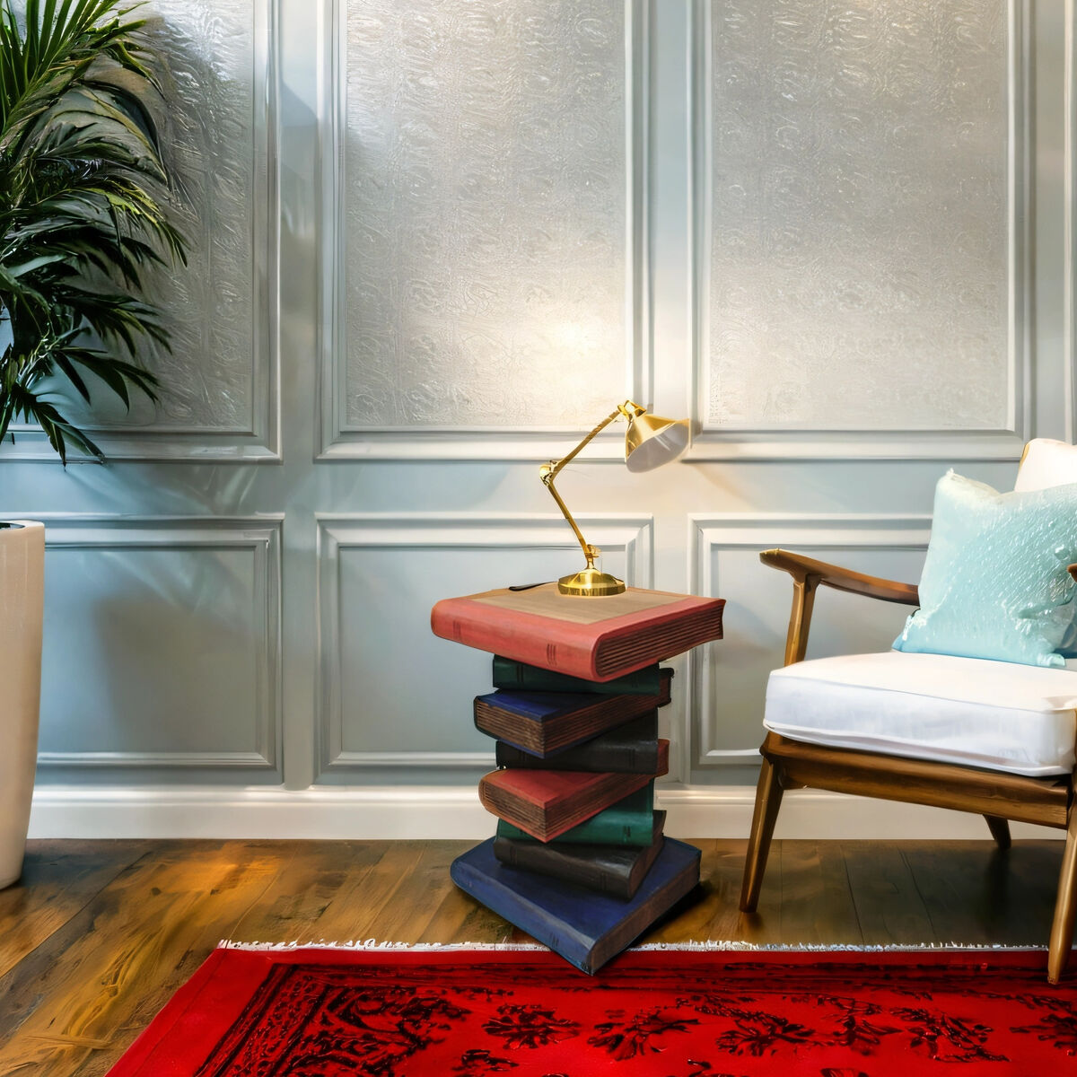 Solid Hardwood Book Stack Side Table – Rustic Timber Plant Stand / Corner Stool Handmade