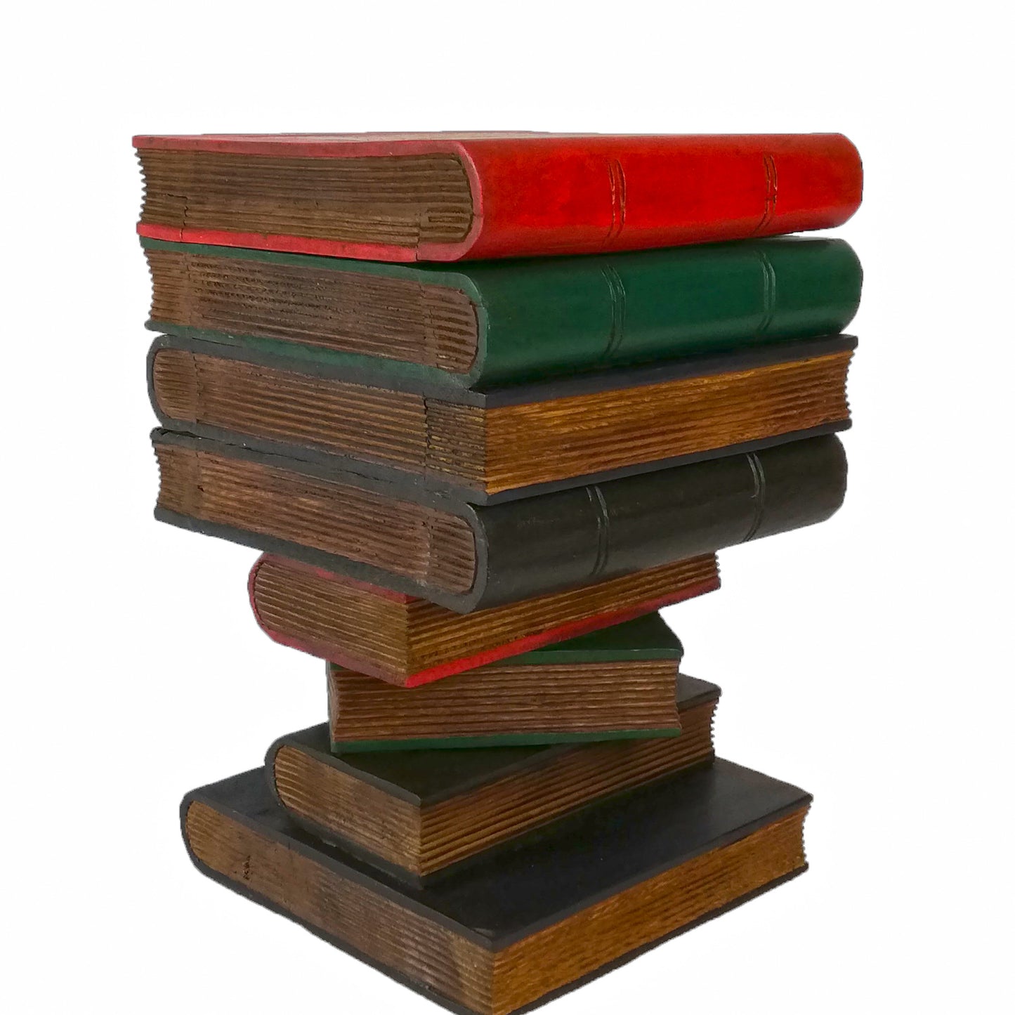 Artisan Handmade Book Stack Side Table with Storage | Hardwood Bedside Table