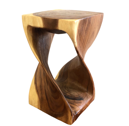 Handmade Hardwood Twist Side Table / Corner Stool / Plant Stand