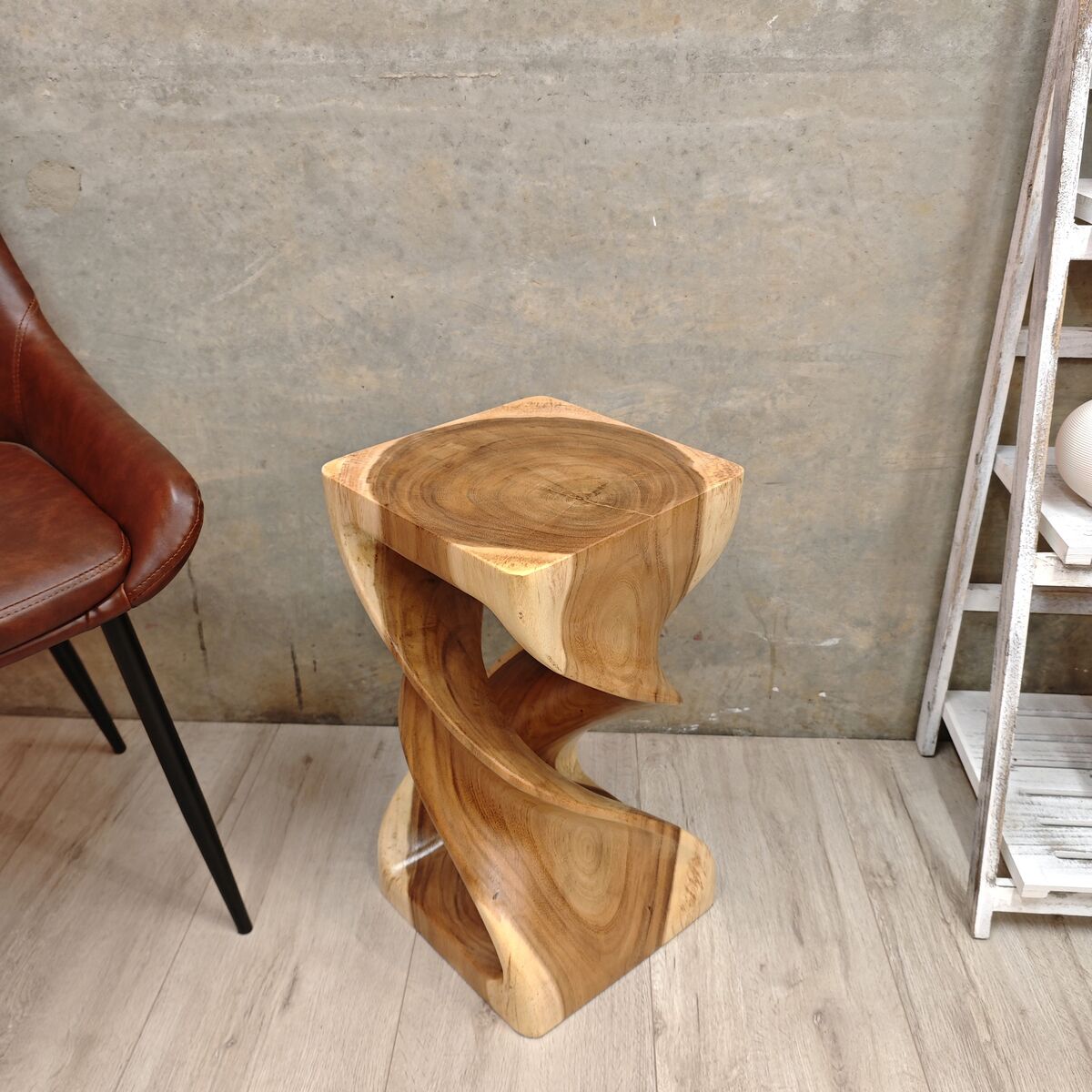 Handmade Hardwood Double Twist Side Table / Corner Stool / Plant Stand