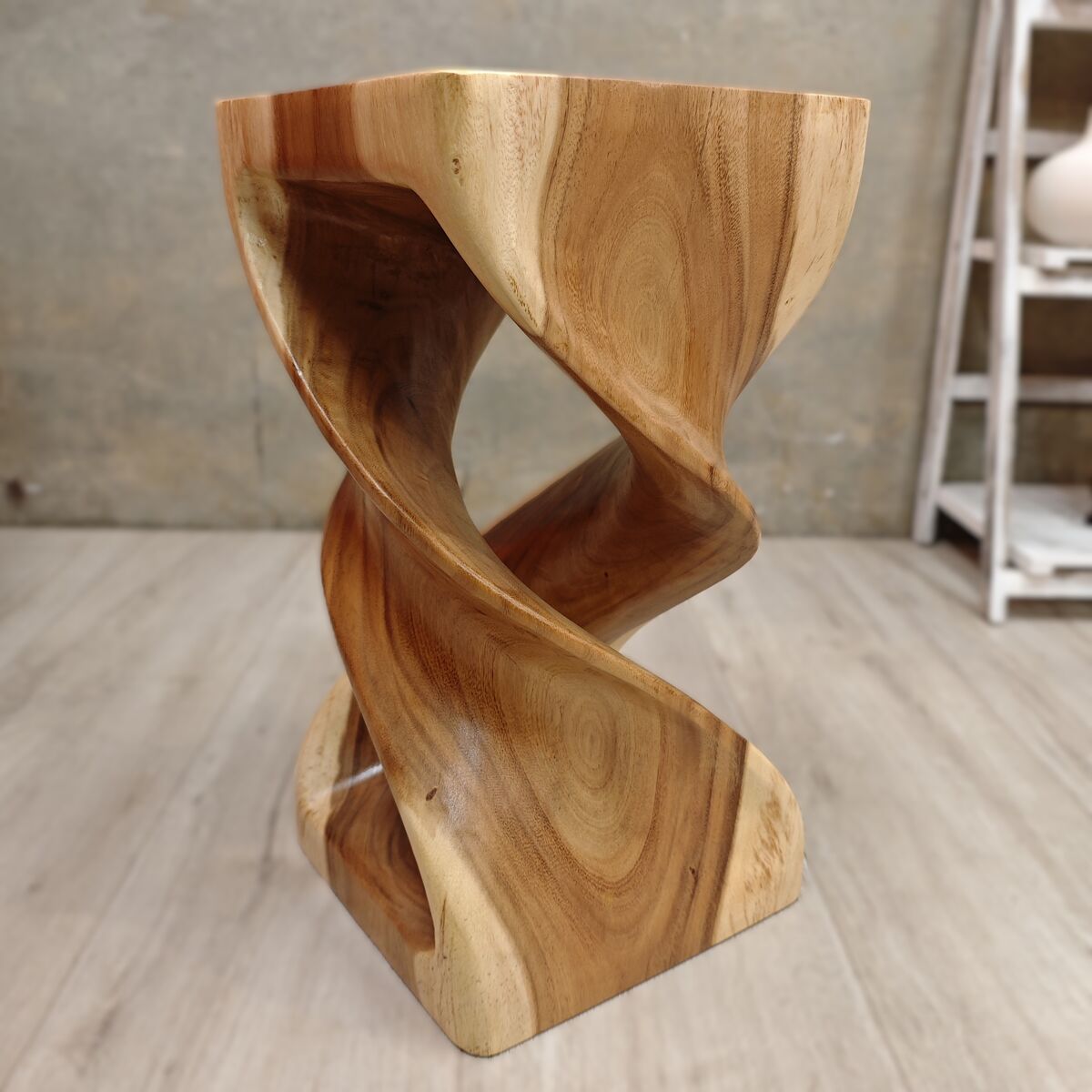 Handmade Hardwood Double Twist Side Table / Corner Stool / Plant Stand