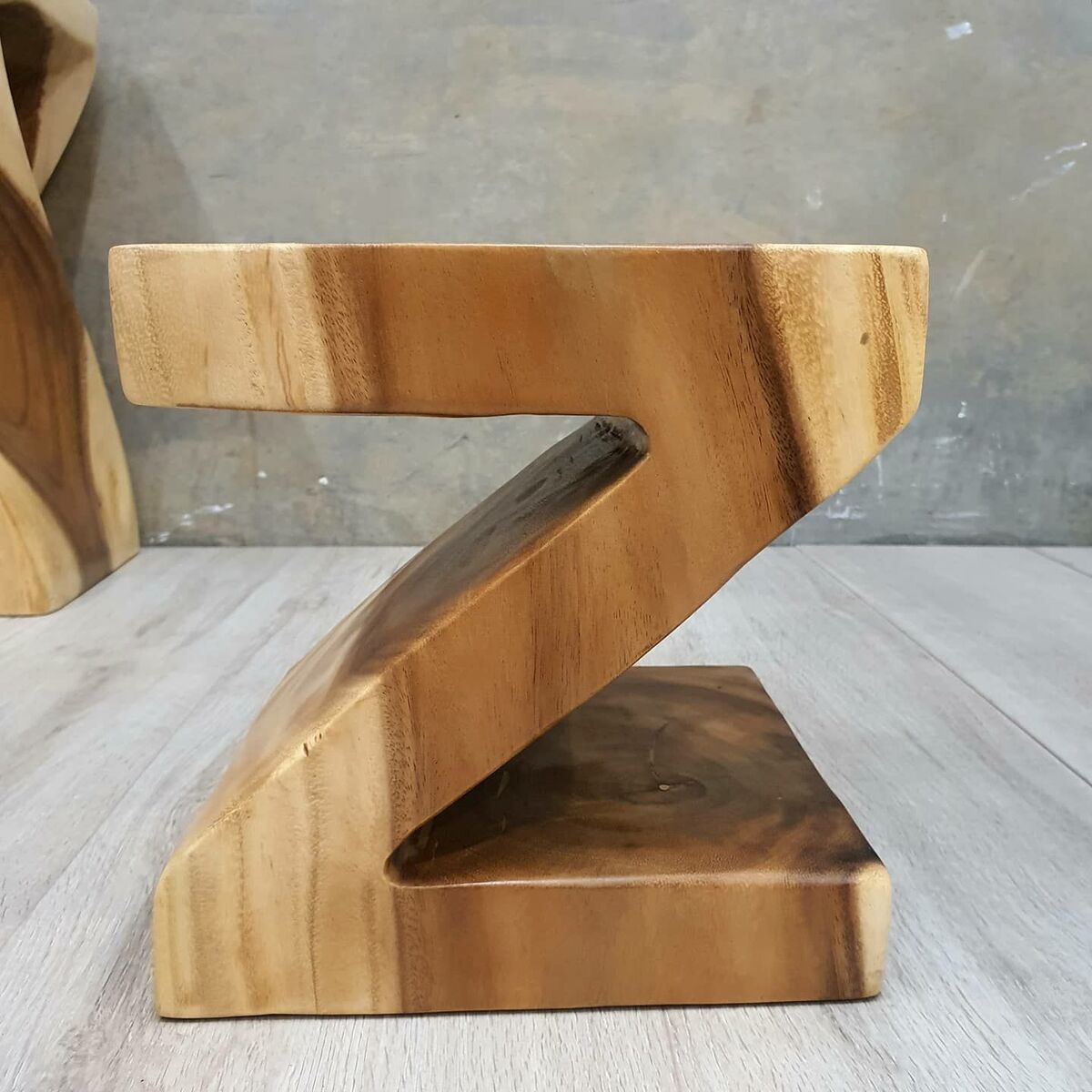 Handmade Hardwood Z Shape Stool / Plant Stand / Book Ends