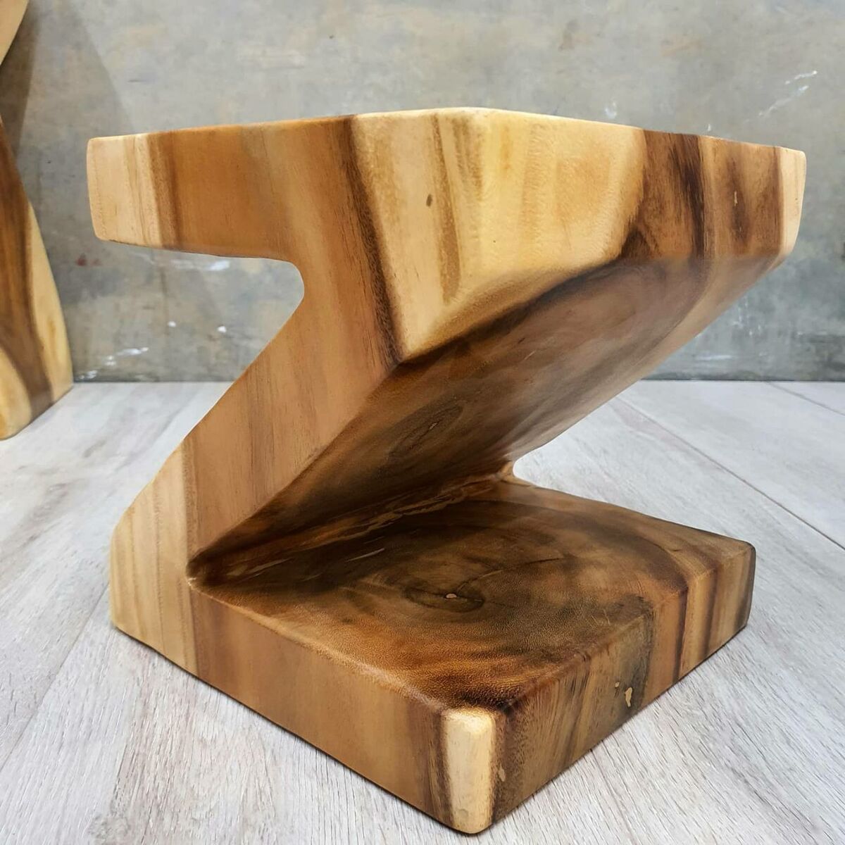Handmade Hardwood Z Shape Stool / Plant Stand / Book Ends