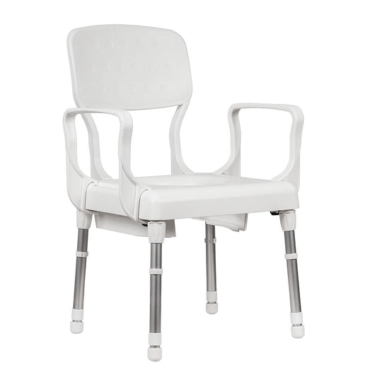 Rebotec Lyon Height-Adjustable Commode Chair - Lightweight & Durable Shower and Toilet Chair for Assisted Living
