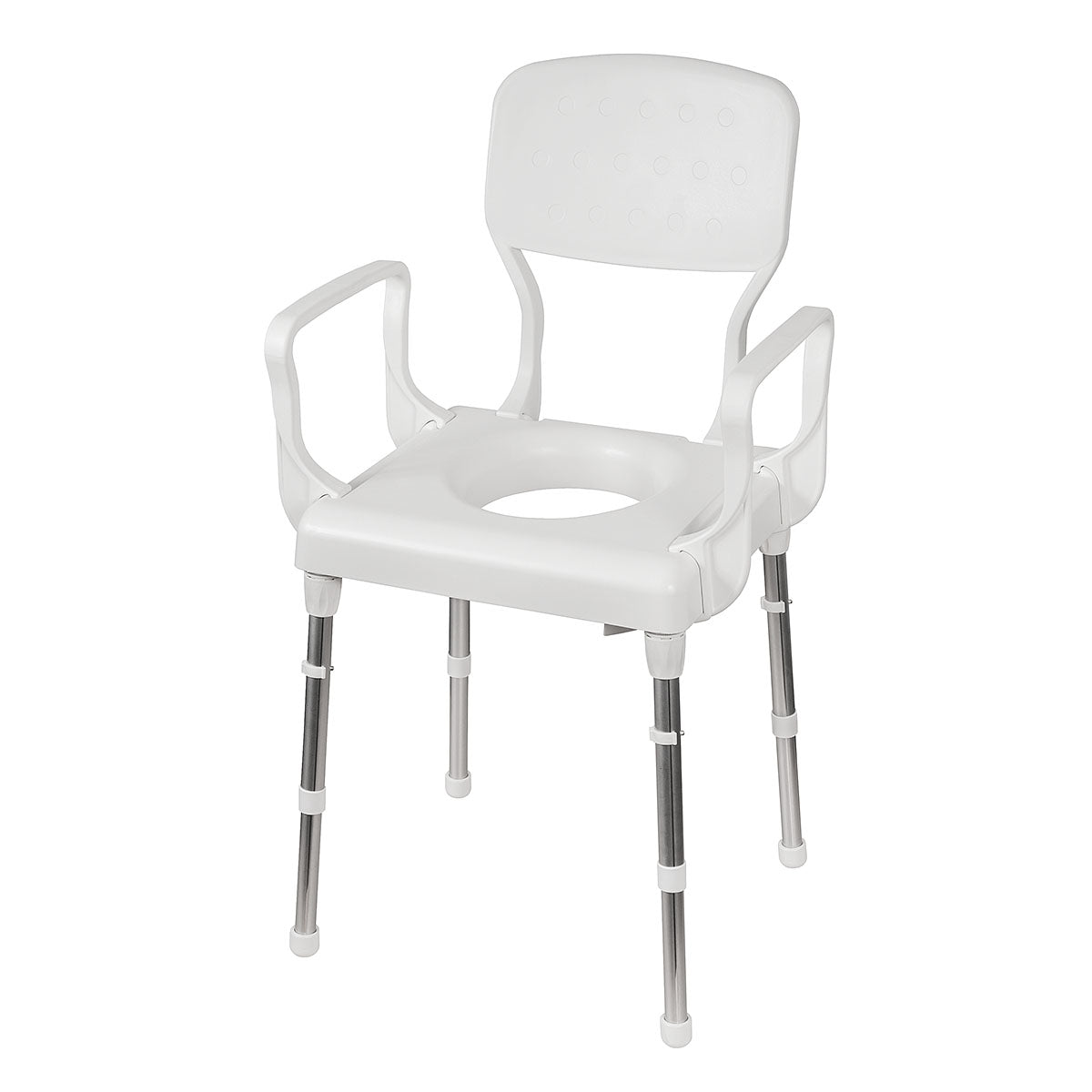 Rebotec Lyon Height-Adjustable Commode Chair - Lightweight & Durable Shower and Toilet Chair for Assisted Living