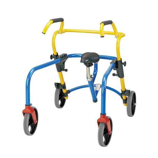 Rebotec Pluto Child Reverse Walker with Seat – Adjustable Kids Mobility Aid with Rear Wheel Brakes