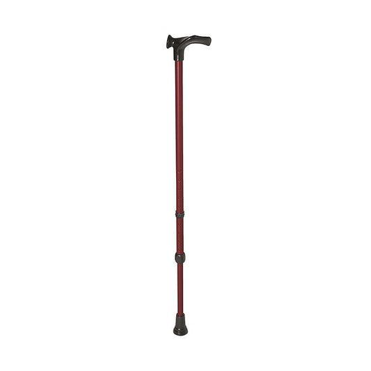 Rebotec Handy Walking Stick with Ergonomic Anatomic Handle - Red Wine, Left-Handed, 72-95cm Adjustable, 125kg Capacity
