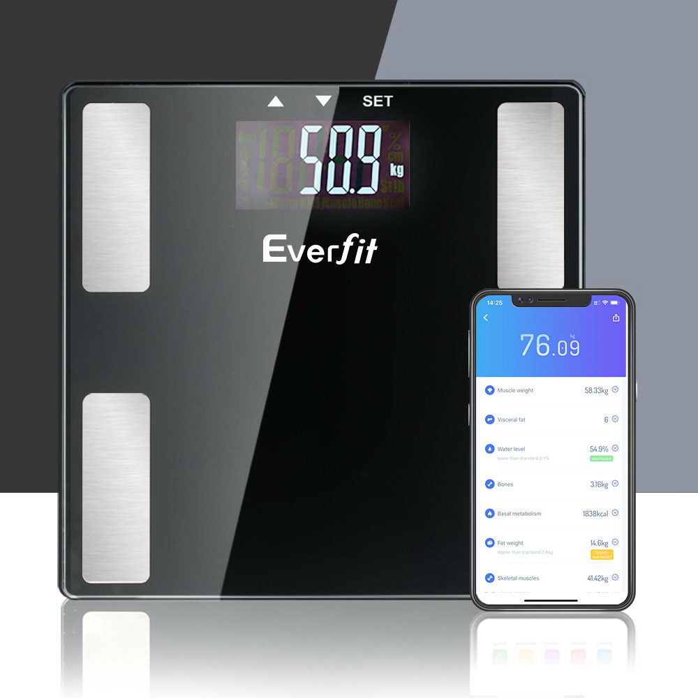 Body Fat Bathroom Scale Weighing Wireless Bluetooth Gym 180KG