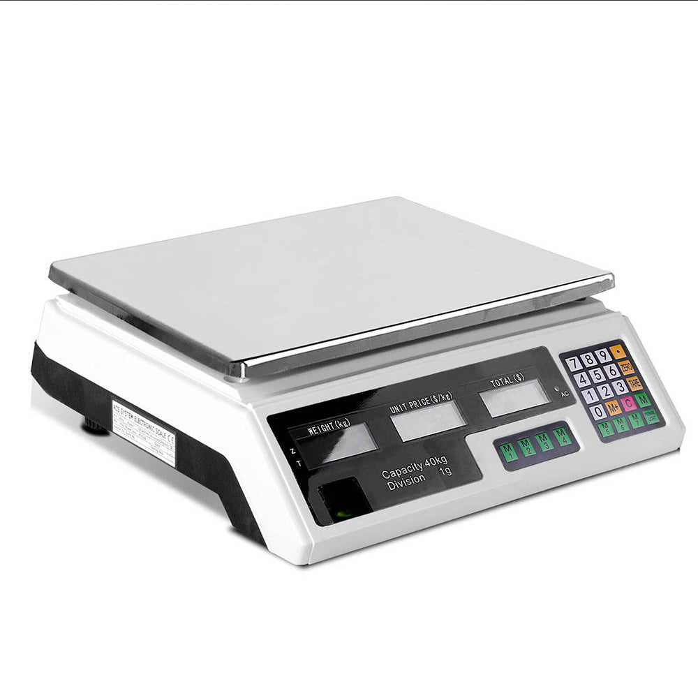 Scales Digital Kitchen 40KG Weighing Scales Platform Scales White LCD