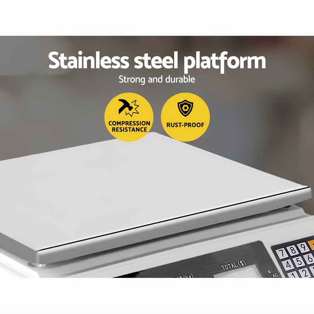 Scales Digital Kitchen 40KG Weighing Scales Platform Scales White LCD