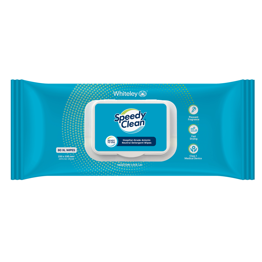 Speedy Clean Neutral Detergent Wipes – 80 Pack, Hospital Grade, Streak-Free Finish, Fast-Drying, Ideal for Medical & Dental Clinics