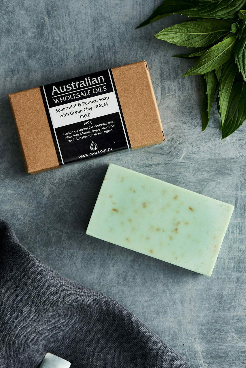 natural handmade soap spearmint and pumice