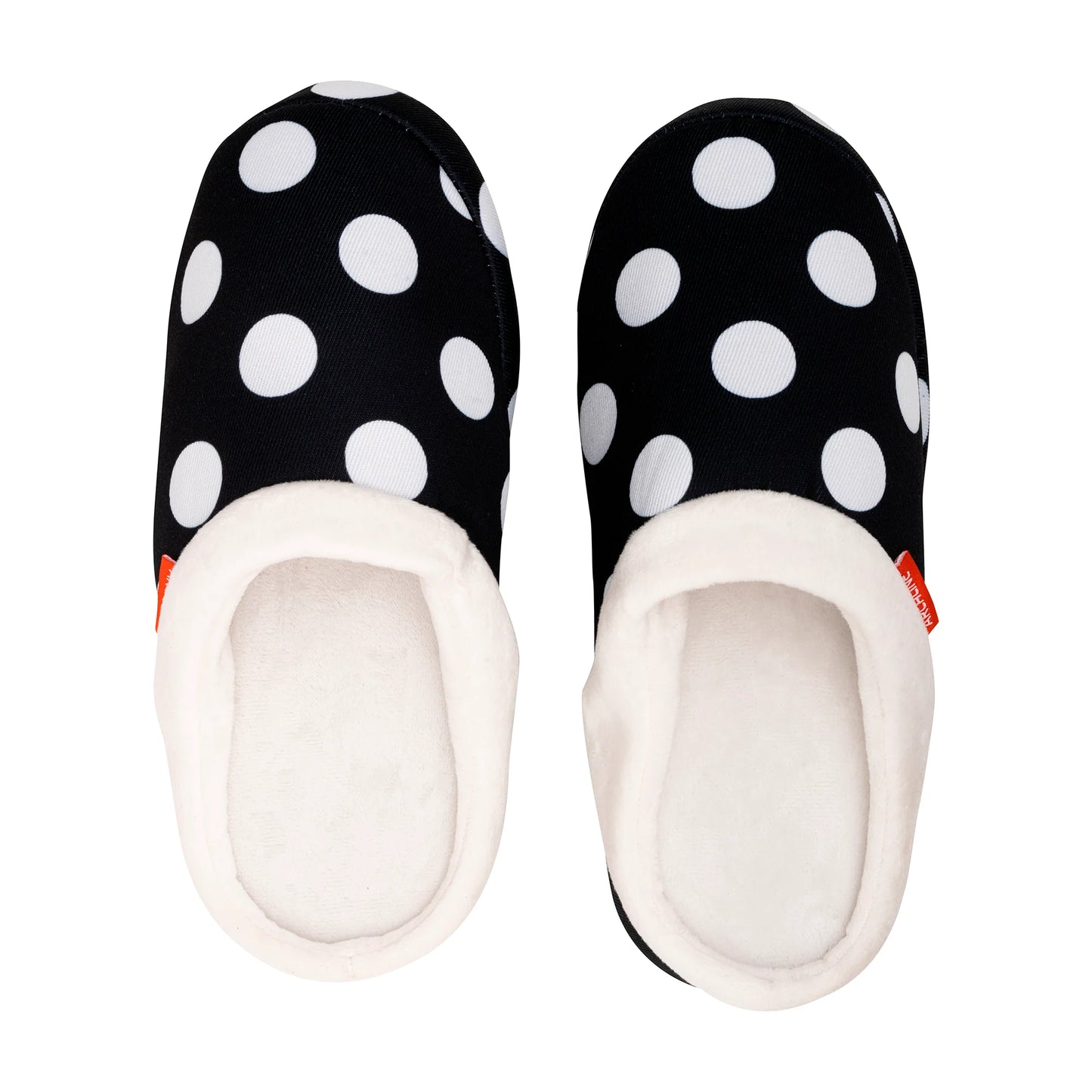 Archline Orthotic Slippers - Slip On Scuffs Black Polkadot