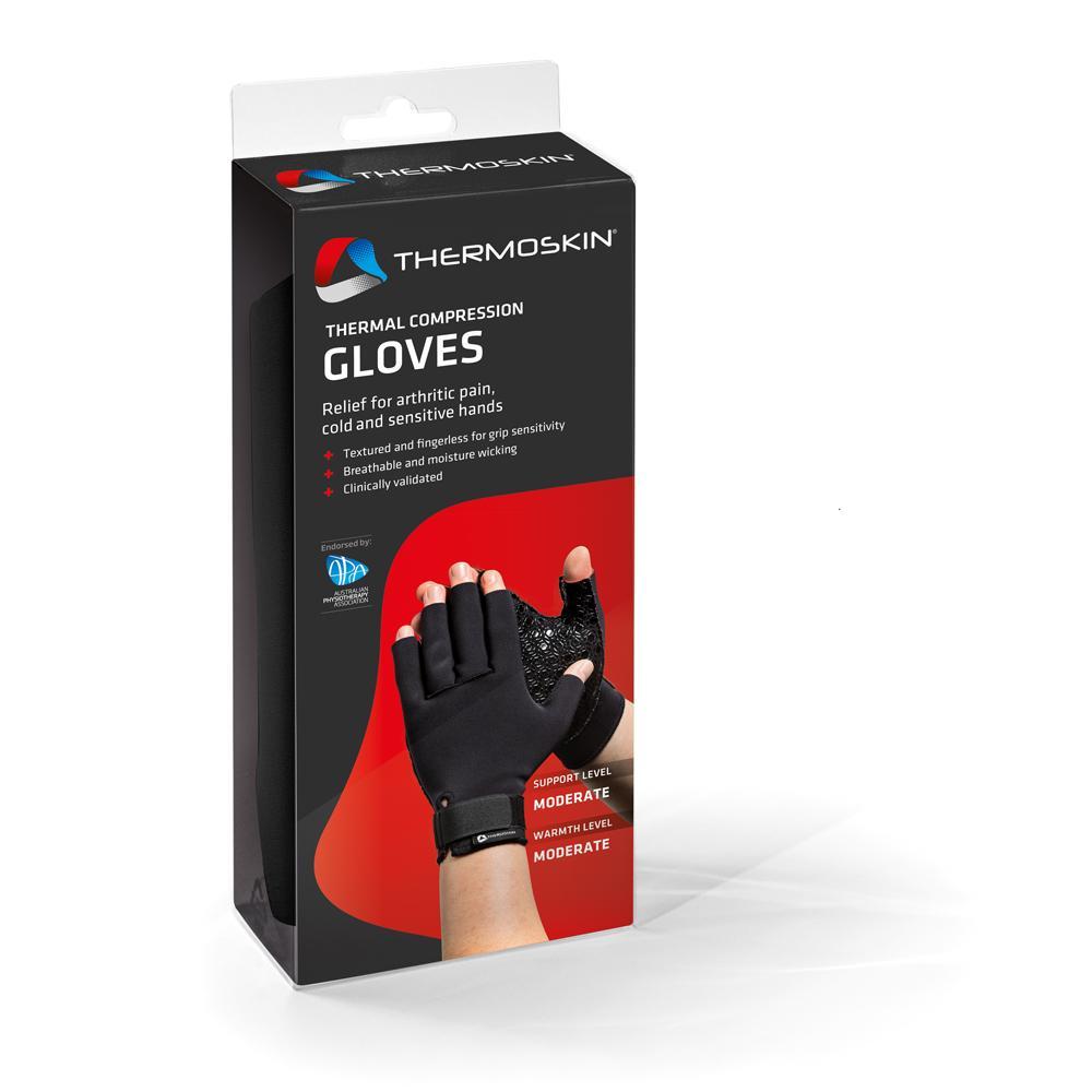 Thermoskin Arthritis Gloves - Black Pair | Fingerless, Lightweight & Breathable for Pain Relief