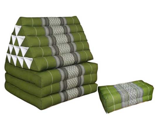 Jumbo Thai Triangle Pillow Three-Fold Day Bed with Arm/Leg Rest Block – Handmade Kapok Lounge Set