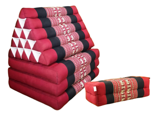 Jumbo Thai Triangle Pillow Three-Fold Day Bed with Arm/Leg Rest Block – Handmade Kapok Lounge Set