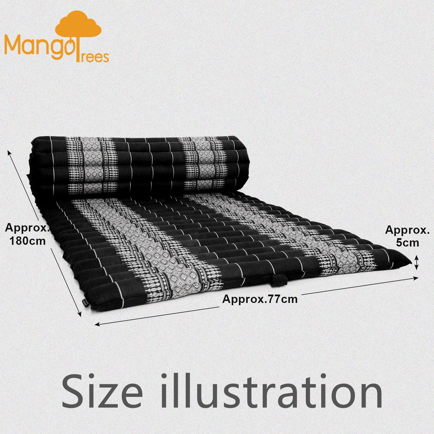 Roll Up Foldable Mattress + Kapok Pillow Block Set - Handmade Thai Daybed & Yoga Mat
