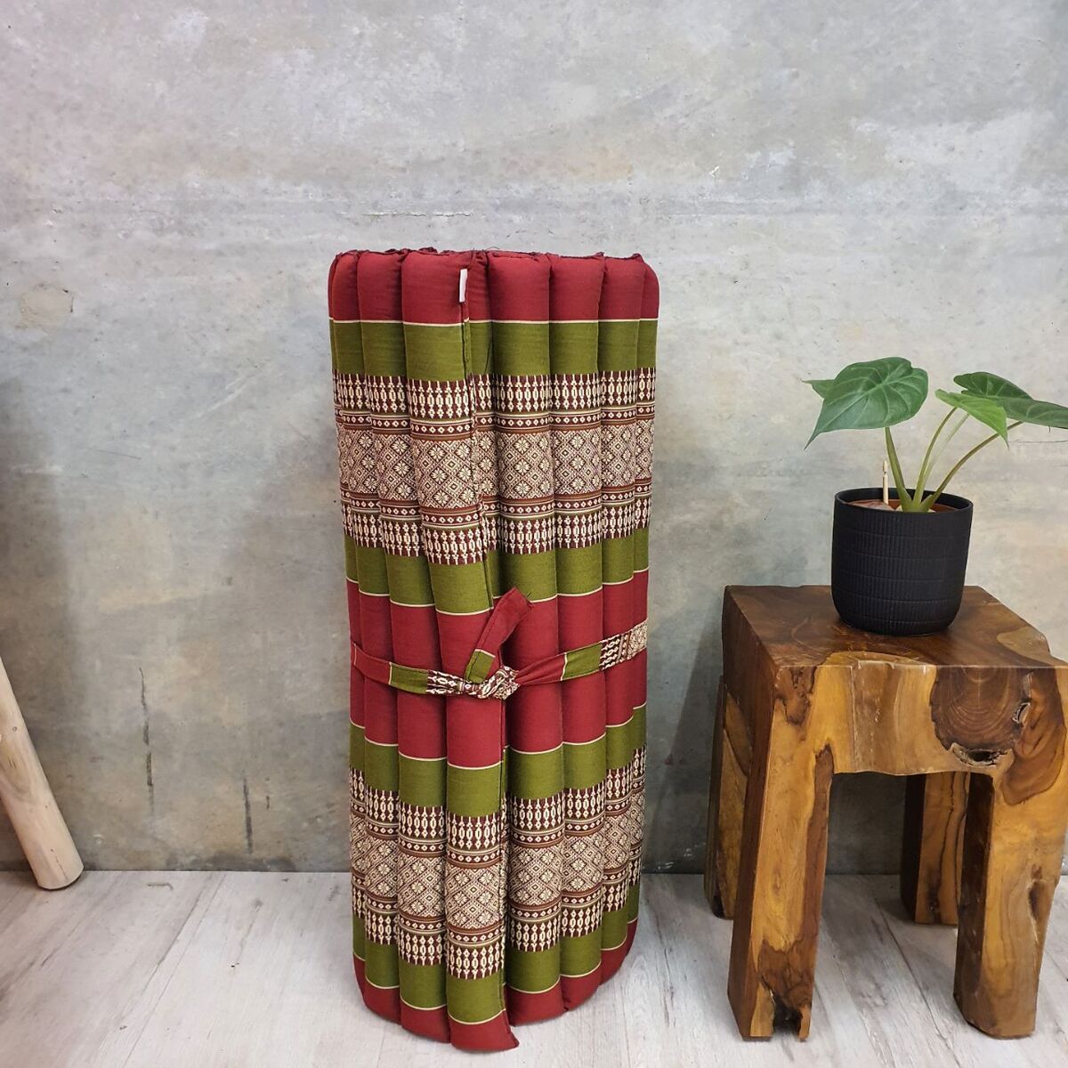 Roll Up Foldable Mattress + Kapok Pillow Block Set - Handmade Thai Daybed & Yoga Mat