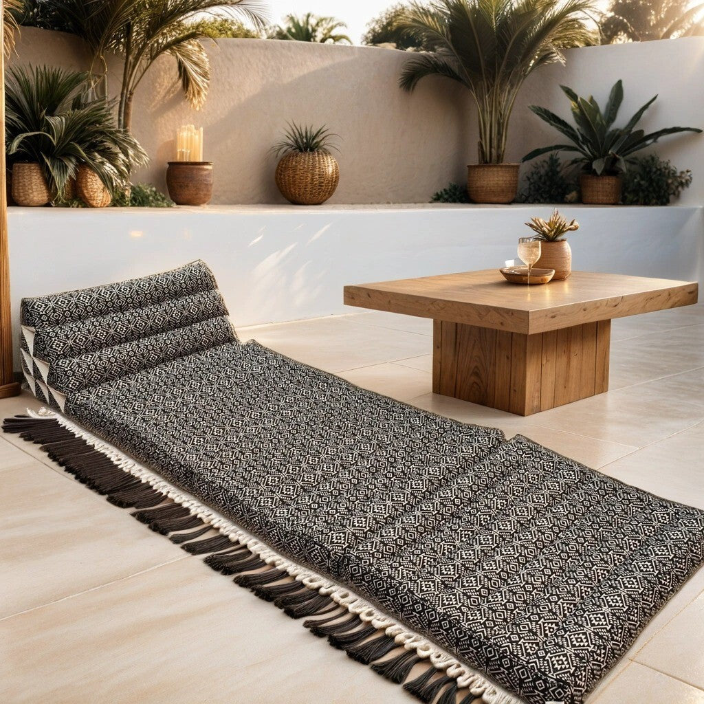 Large Thai Triangle Pillow – 3 Fold Floor Cushion | Handmade Thai Lounge Mat & Backrest | 100% Kapok Filled
