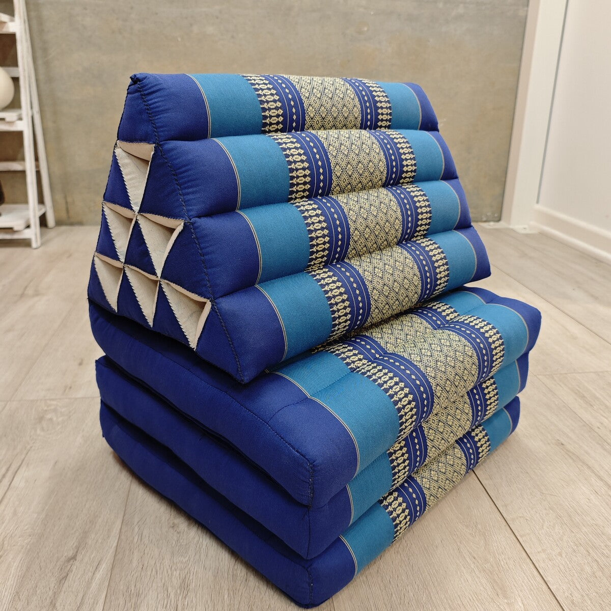 Large Thai Triangle Pillow – 3 Fold Floor Cushion | Handmade Thai Lounge Mat & Backrest | 100% Kapok Filled