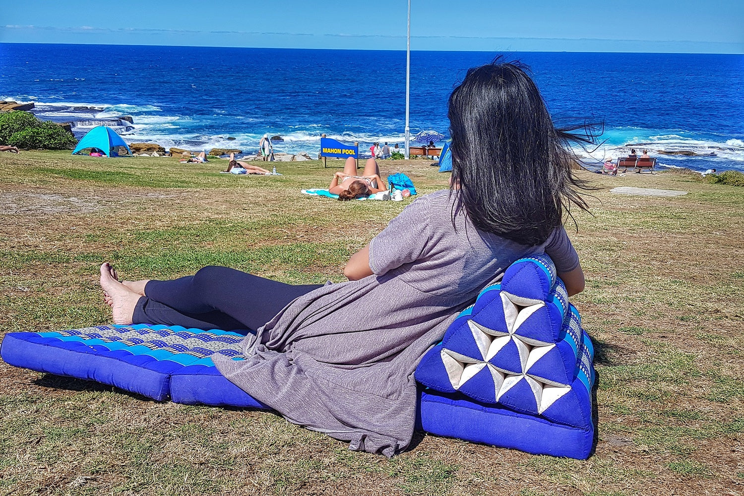 Large Thai Triangle Pillow – 3 Fold Floor Cushion | Handmade Thai Lounge Mat & Backrest | 100% Kapok Filled